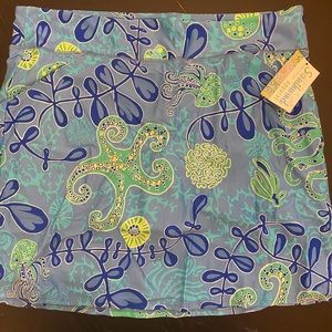 Blue and Green Patterned Women's Skort